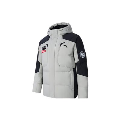 Veste en duvet épaisse et décontractée pour homme, série de formation, épissure de lettres, fermeture éclair, capuche, vêtements d'extérieur, gris clair, vert, 152347946-2
