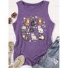 Elegant Vest for Women Multi-pattern cat and floral print casual loose summer tank top Fashionable and soothing cute pet-themed tops for commuting,