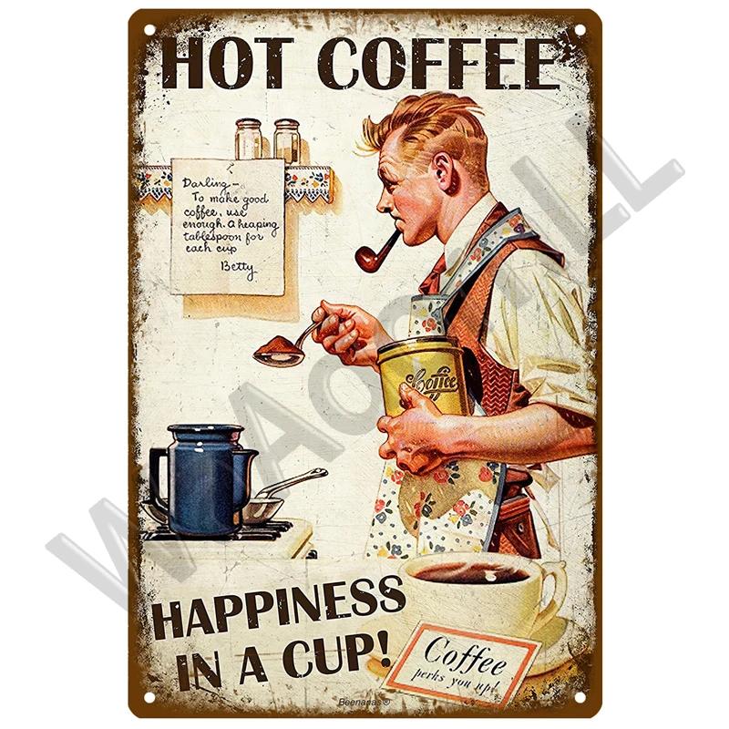 

Металева табличка Ретро Декор Кава Вінтажна Бляшана табличка Настінний плакат Металева тарілка для Кухні Бару Кафе Кімнати Ретро Залізна картина 20x30cm