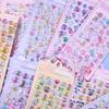 Cartoon 3D Relief Laser Stickers Fun Animals Rabbit Panda Stickers Children Diy Scrapbook Candy Drop Seal Stickers