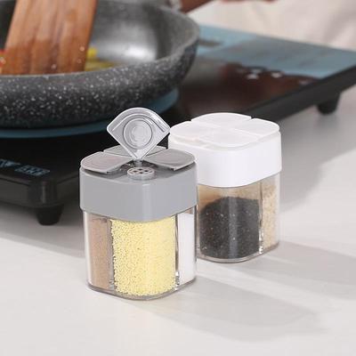 Ensemble de Bouteilles à Épices: Bocaux en plastique 4-en-1 à couvercle rabattable avec saupoudreuse à sel, scellés et résistants à l'humidité.