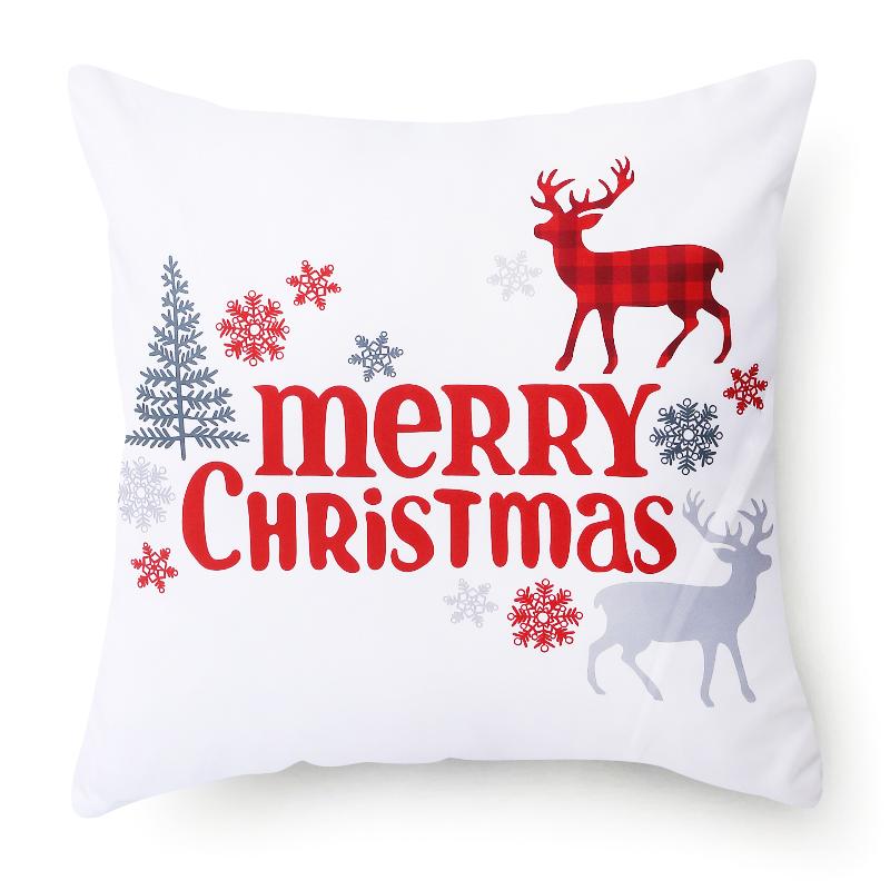 45x45cm Weihnachten Frohe Weihnachten Dekorativer Druck Muster Kissenbezug Zuhause Wohnzimmer Sofa Dekokissenbezug