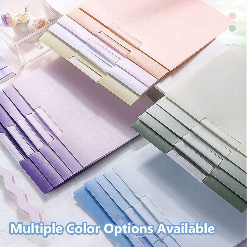 5PCS/Set Rotating Side Opening A4 File Folder Gradient Color File Organizer  School Office