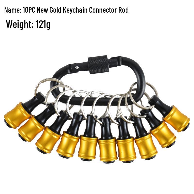 6-Piece Colorful Keychain Set: Extension Rods and Mountaineering Buckle with 1/4" Hex Drill Bit Storage Extension Rod