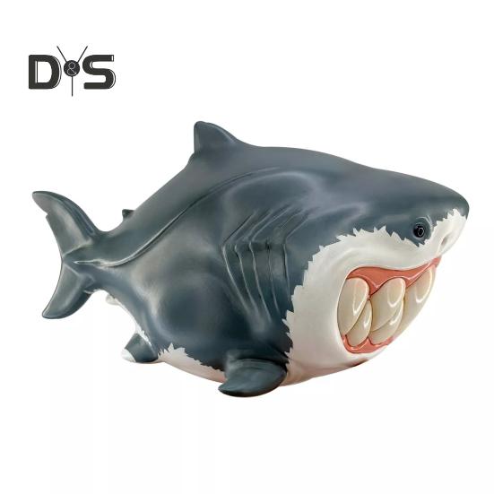 

Украшение в виде большой белой акулы из смолы, фигурка акулы-кита мегалодона, мультяшная акула, настольное украшение для вечеринок в морской тематике, коллекционеров, детей A