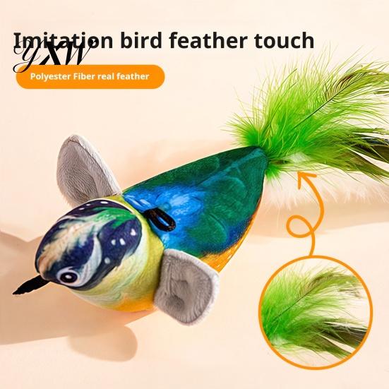 Interactive Cat Toy Chirping Bird Simulation Electric Touch Activated Friendlier Prey Plush Teaser for Indoor Cats And Dogs Flapping Wings