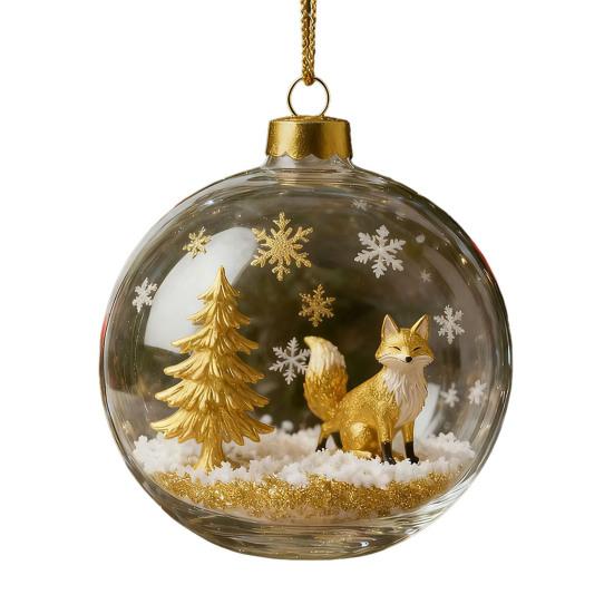3D Wildlife Animal Christmas Ornaments Clear Plastic Xmas Ball Ornament Christmas