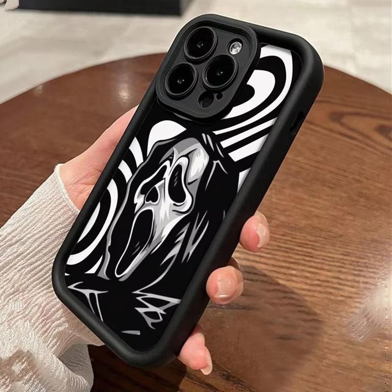Fashionable Skull Printed Phone Case For iPhone 16 15 14 13 12 11 Pro Max XS X XR 7 8 SE Thickened Silicone Soft Back Cover