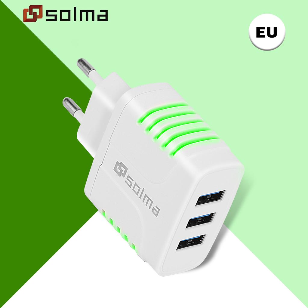 3-Port USB Wall Charger Adapter Candy Color For Mobile Phone Travel Charger Charging Lndicator Travel 3USB Port Multi Intelligen