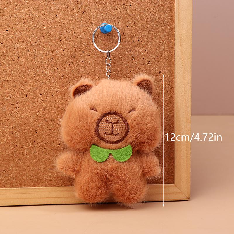 Capibara Plush Keychain Cartoon Capybara Stuffed Doll Pendant Car Key Ring Backpack Bag Decor Kid Gift