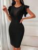 Elegant Slim Fit Solid Color Crew Neck Dress for Women Summer High-End