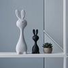 1 Pair 3D Printed Abstract Bunny Figurine Minimalist Black White Rabbit Statue Animal Sculpture Living Room Bedroom Decoration