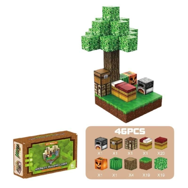 Vibrant Magnetic Building Blocks Set Minecraft Theme Diy Construction Toys