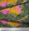 Soimoi Japan Crepe Satin Stoff Blomster & Blader Tropisk Stoff Prints etter meter 42 tommer
