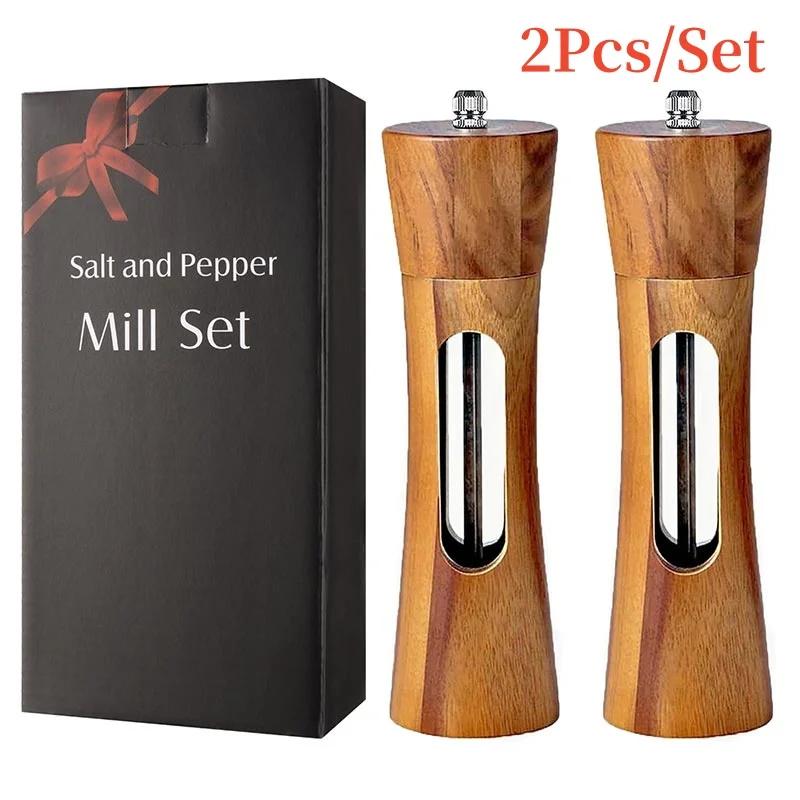 Acrylic Pepper Grinder, Household Sea Salt Pepper Grinder, Pagoda Pepper Grinder, Wooden Kitchen Utensils
