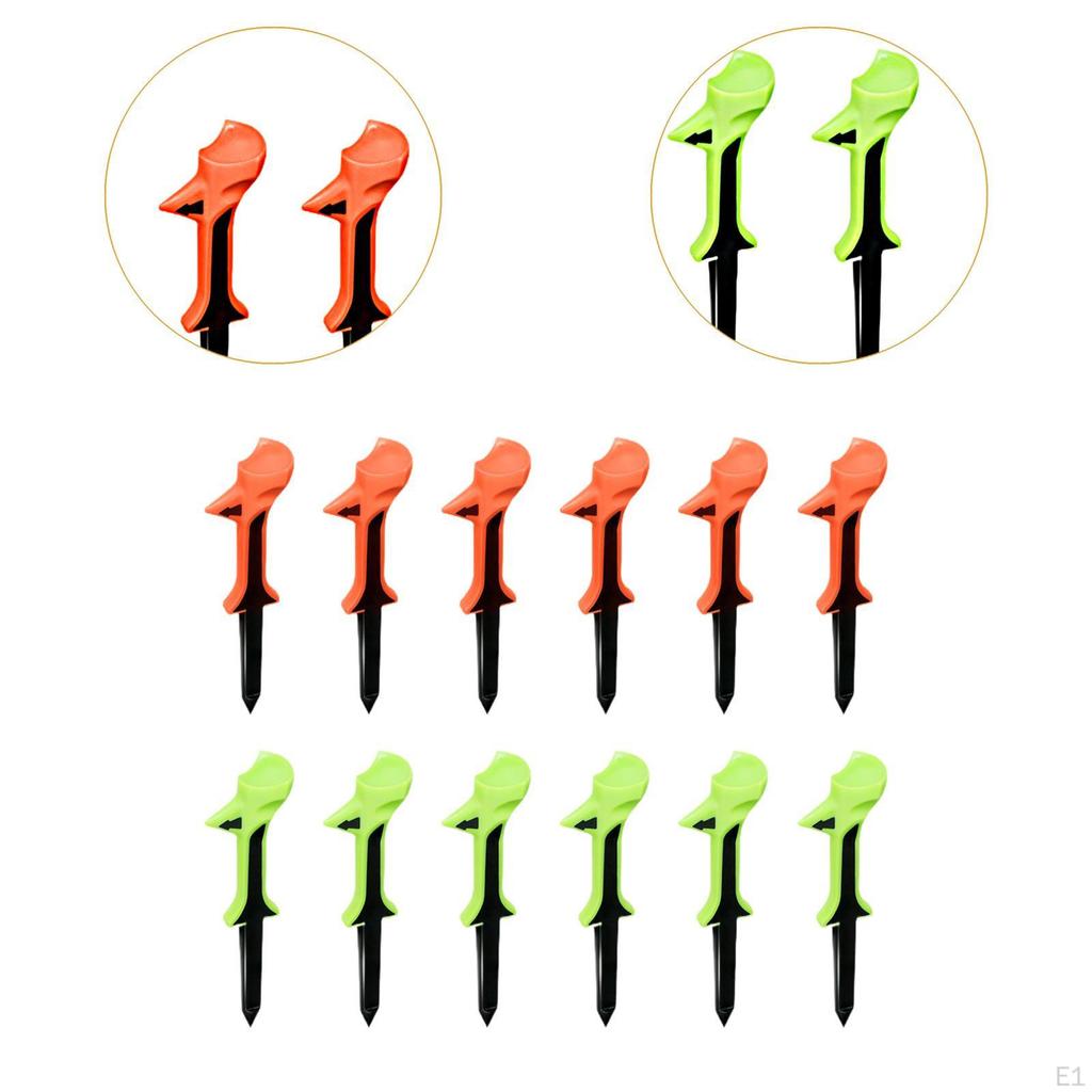 12x 10 Degree Golf Ball Tees 83mm with Direction Indication Less Friction Holder