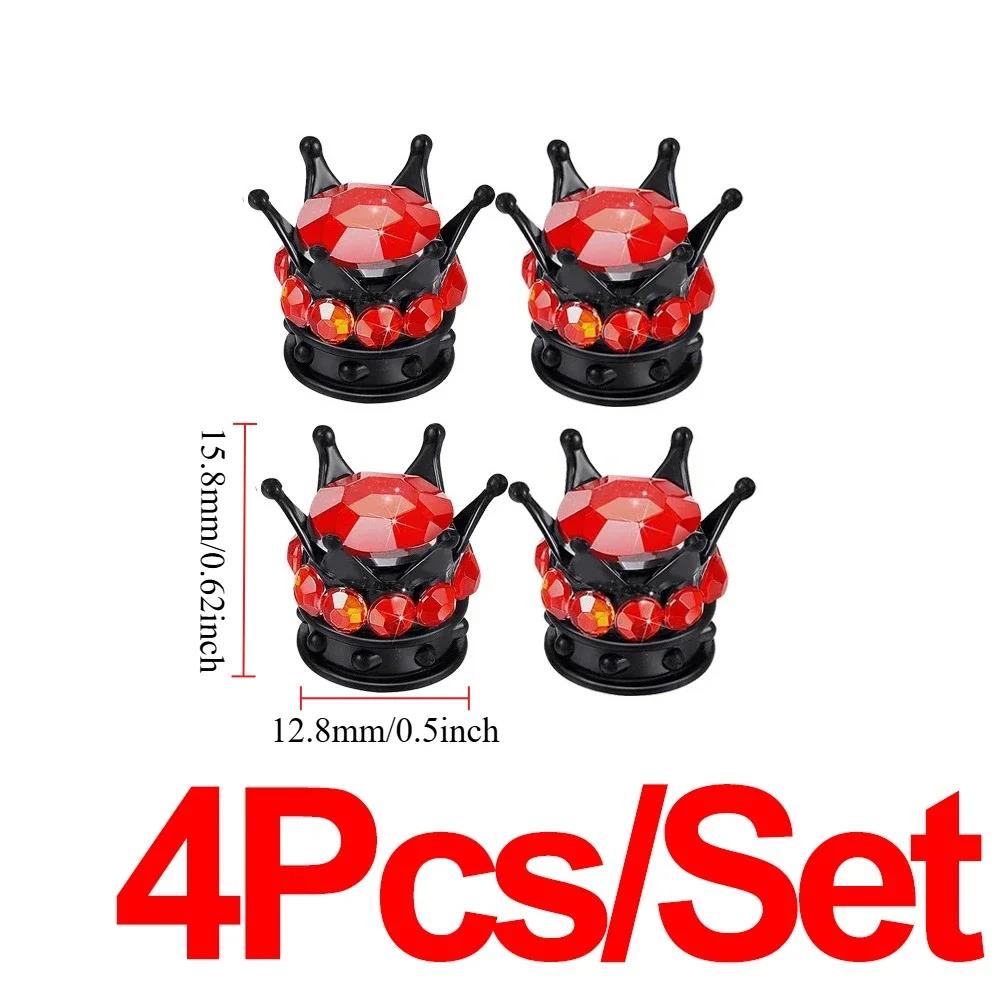 Crown Design Diamond Tire Caps Car Valve Stem Decorative Covers Dustproof Tire Valve Stem Cap Valve Protectors Car Wheel Valve Stems 1