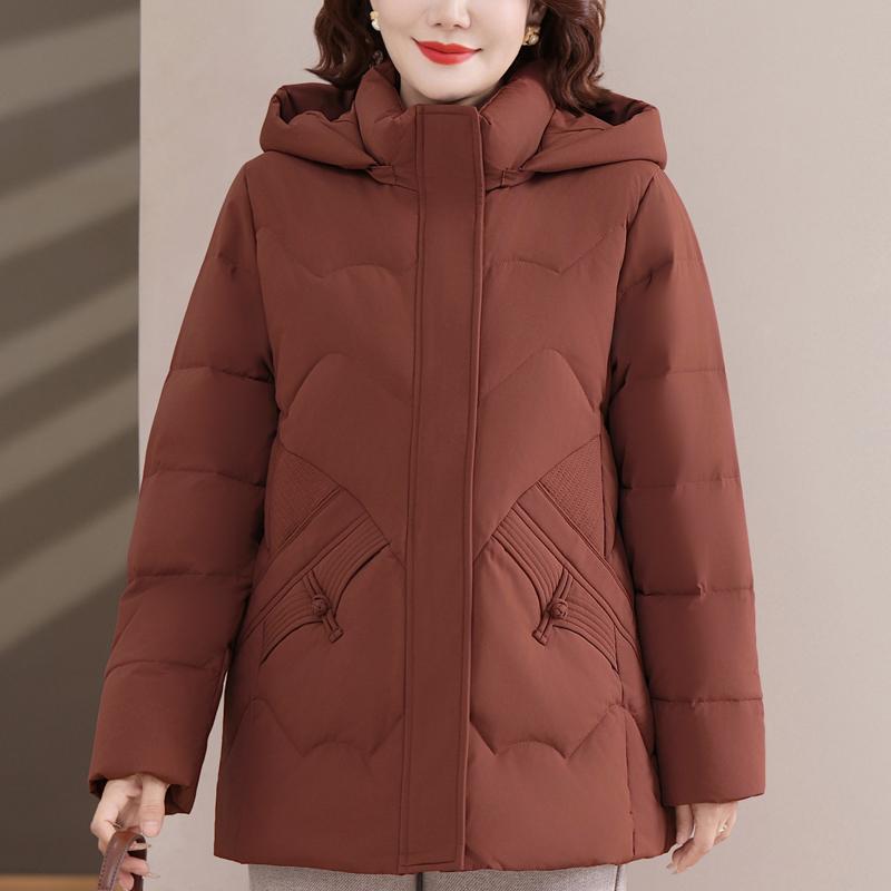 

Зимние пуховики для женщин среднего возраста больших размеров с капюшоном, толстые теплые пуховые пальто, женская верхняя одежда 6XL коричневый