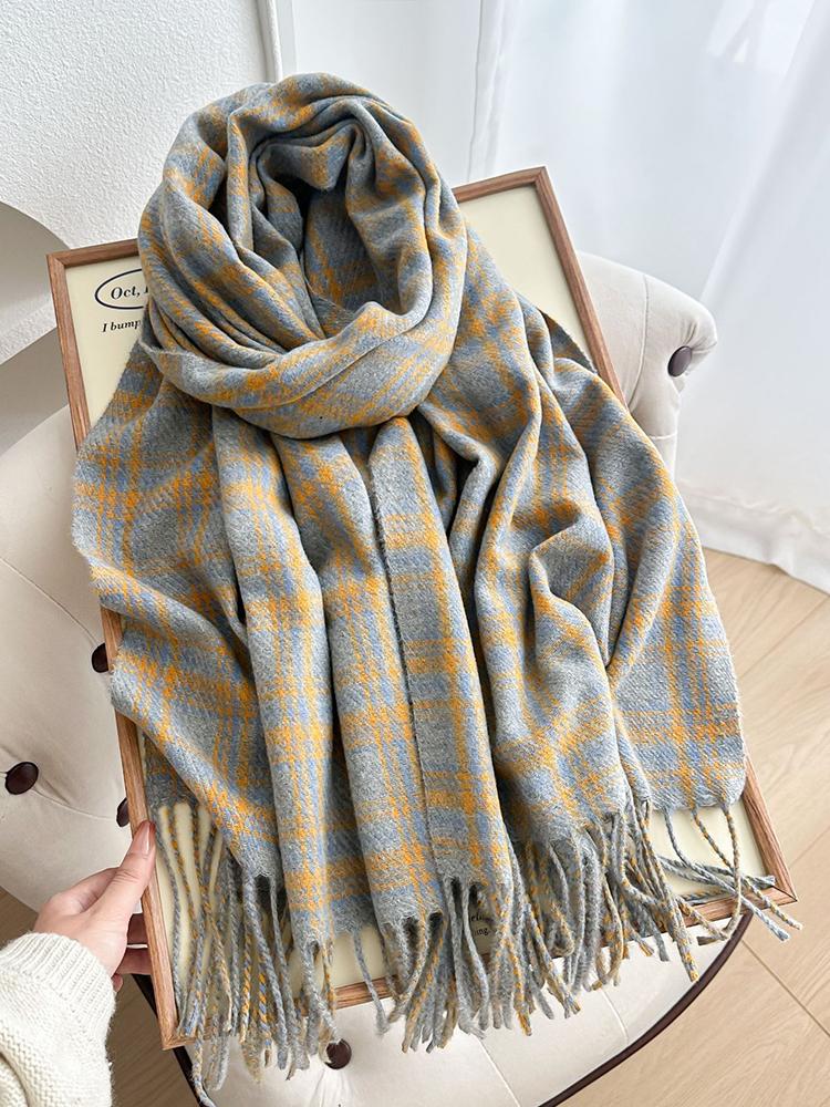 Autumn Winter Women Knitted Scarf Lady Men Sweet Preppy Casual Plaid Tassel Scarve Wrap Shawl Femme Male Unisex Fashion New
