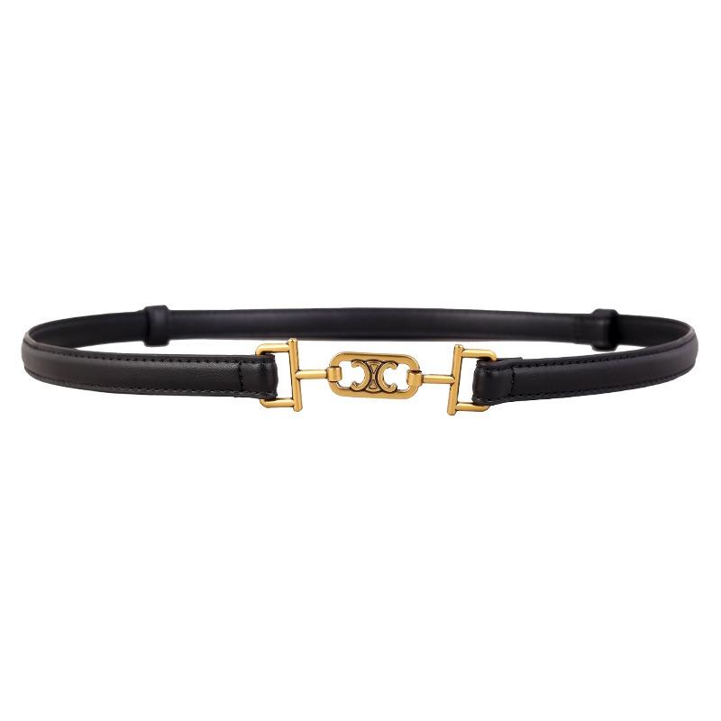 New leather retro cowhide belt Women's fashion niche design high-end sense adjustment belt