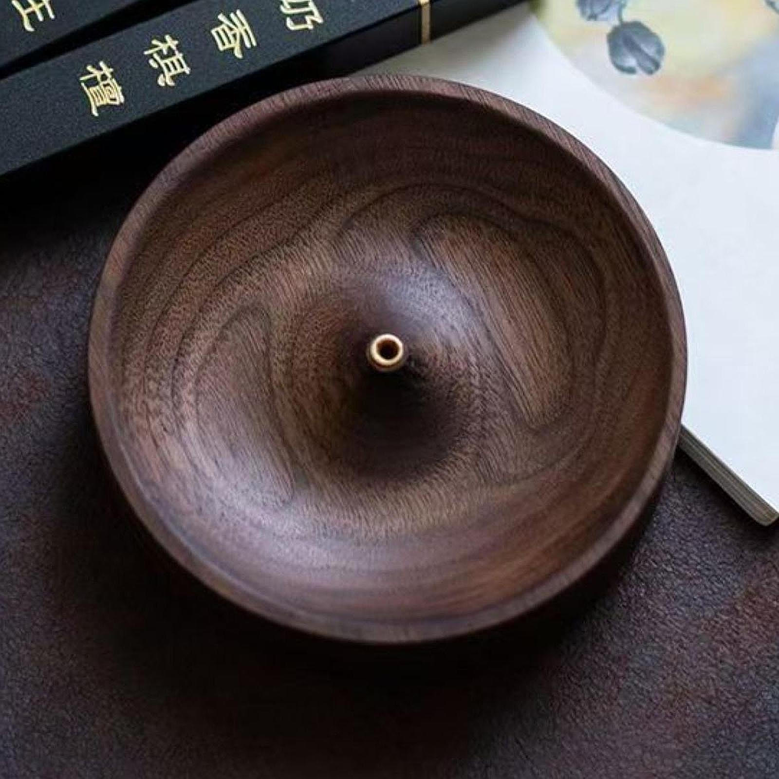 

Round Wooden Incense Holder Ash Collector Multipurpose Accessories 3mm Hole for Yoga Relaxation