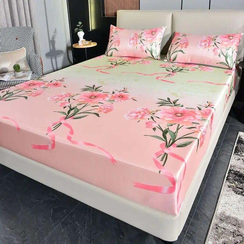 Home Luxury Mattress Cover Three-piece Double Household Bedspread Non-slip Washable Queen Size Bed Cover with Pillowcases