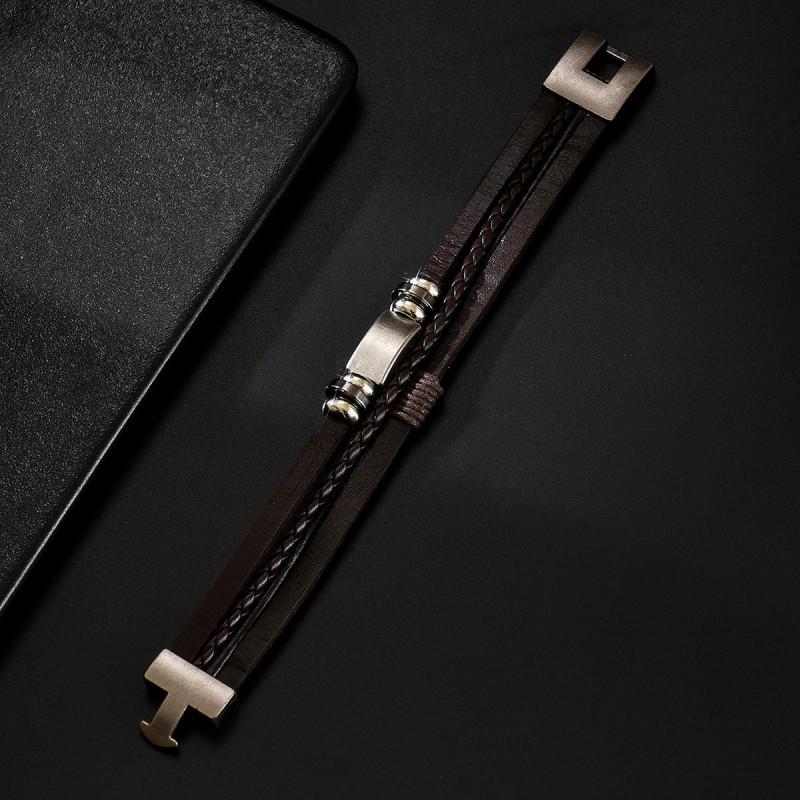 

Fashionable Multi-layer Leather Bracelet Men s Woven Retro Cross Rope