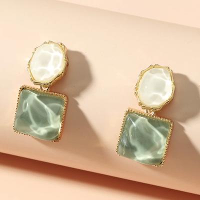 Trendy Colorful Resin Square Stud Earrings For Women French Earrings Fashion Jewelry Gifts