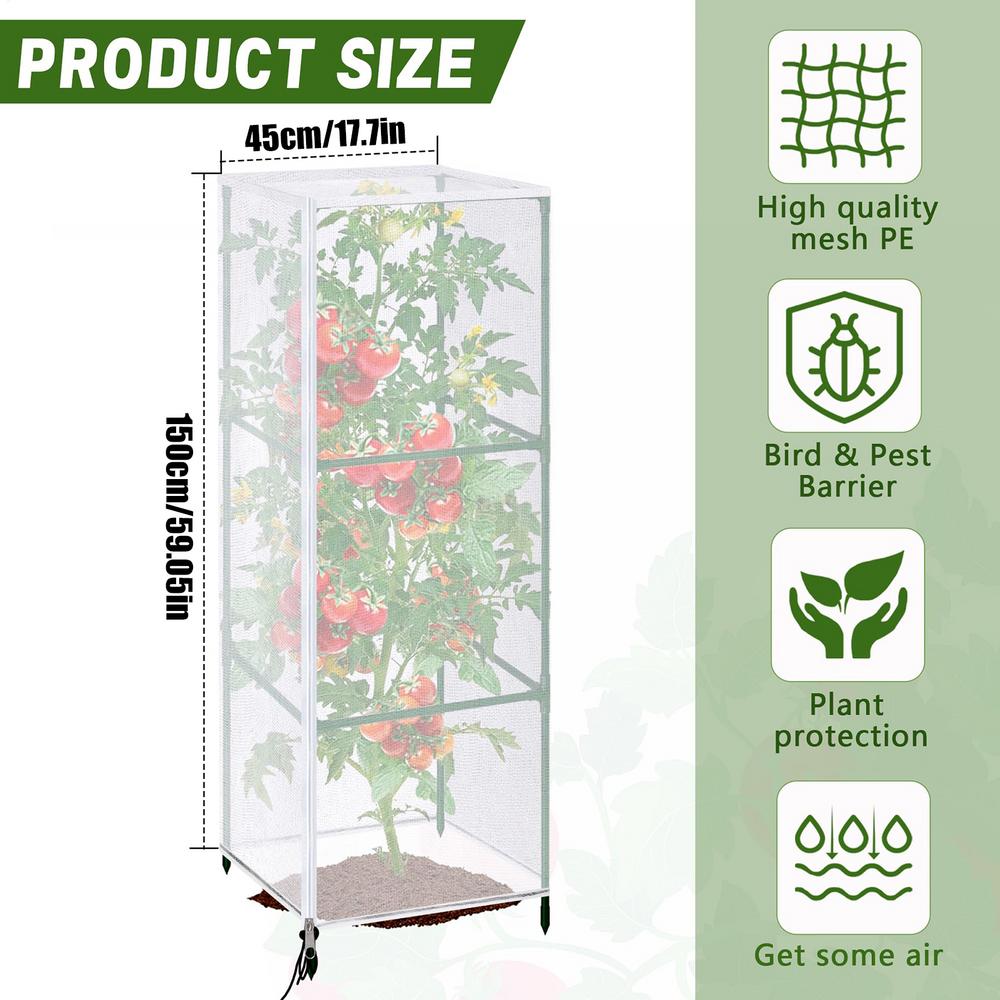 

Plant Protector Anti-gnat Square Netting 59x17.7in Plant Covers For Animals With Zipper And Drawstring For Bird Cat Poultry