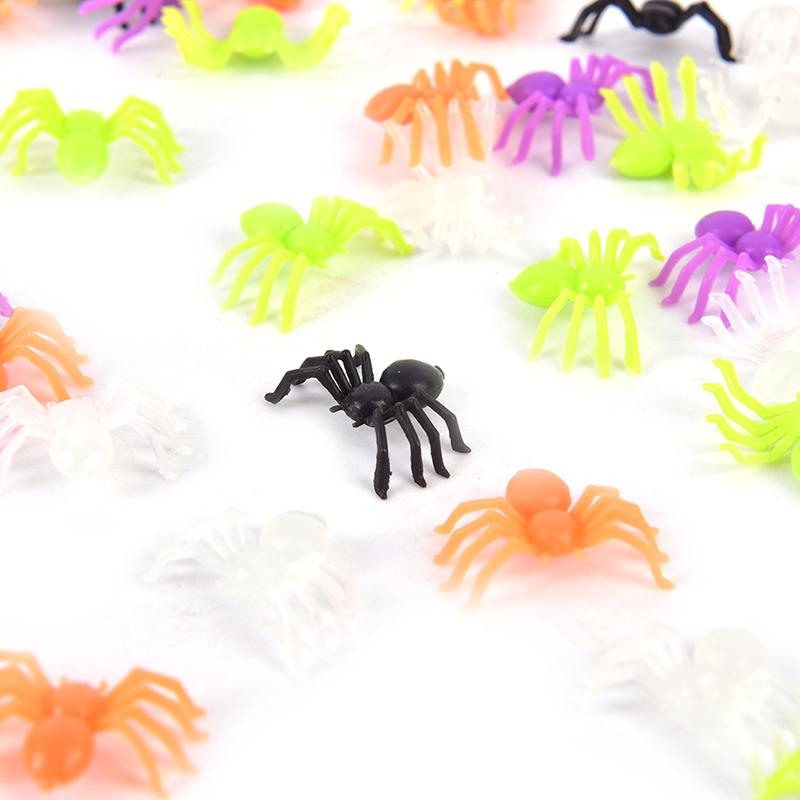 200Pcs/Set Halloween Plastic Mixed-Color Miniature Spiders Decorate Small Toys