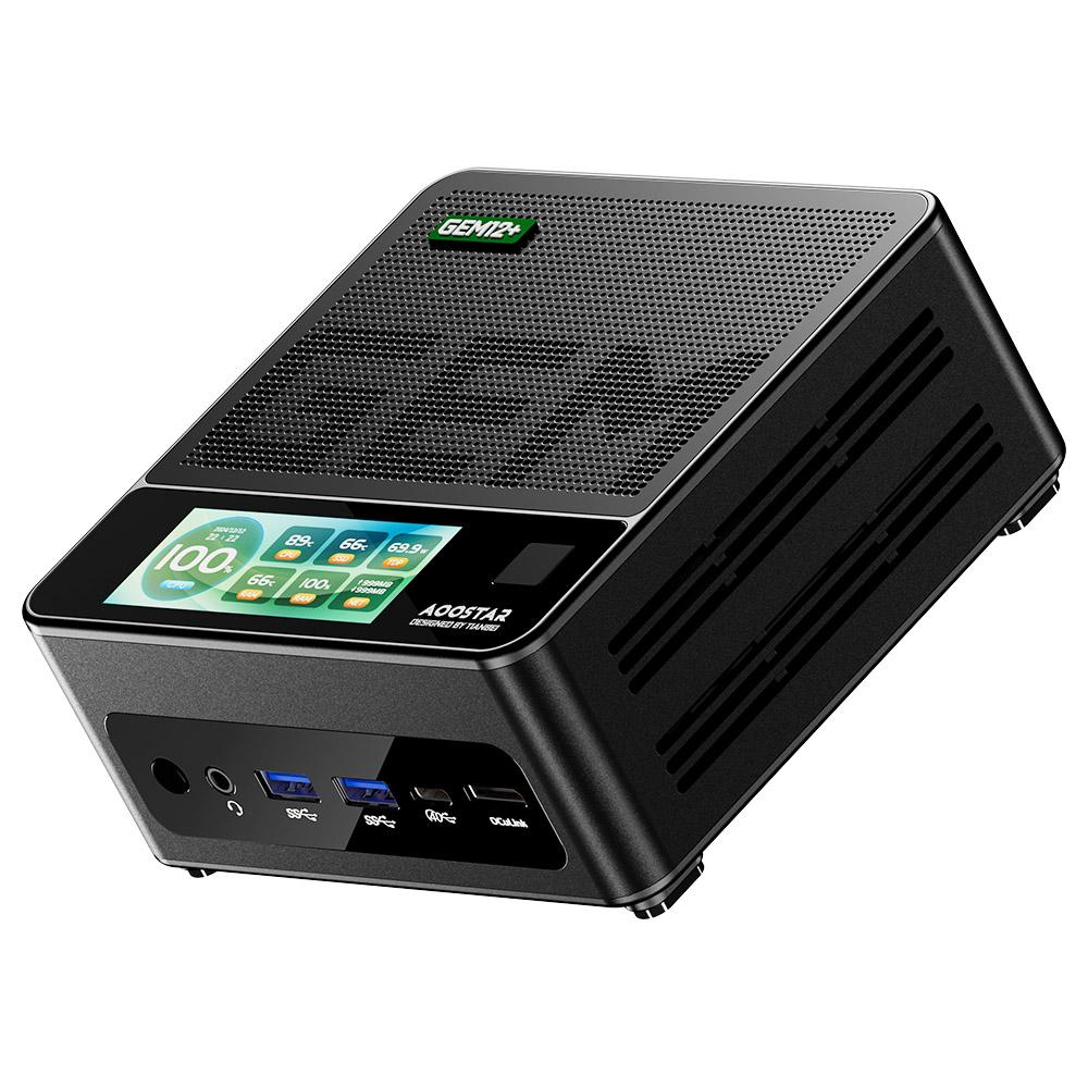 Mini PC AOOSTAR GEM12+ Pro cu Display, Deblocare prin Amprentă, AMD Ryzen 7 Pro 8845HS 8 Nuclee Max 5.1GHz,