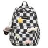 Plaid Cat Print Nylon Schoolbag Large Capacity Backpack High School Student Backpack