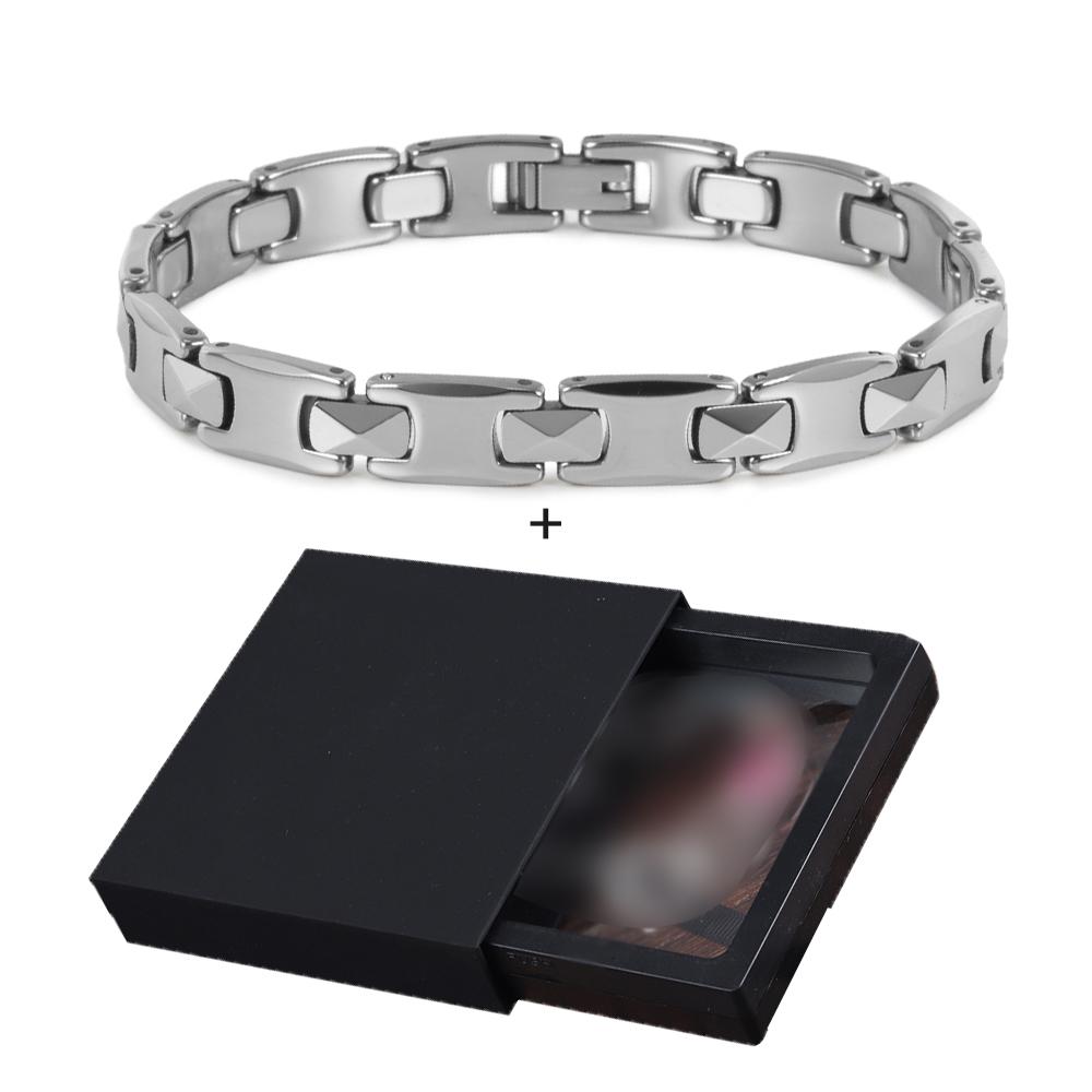 Vinterly Tungsten Carbide Bracelets Men Scratch-proof 10mm Wide Chain Link Jewelry Waterproof Silver-color Metal Shiny Polished