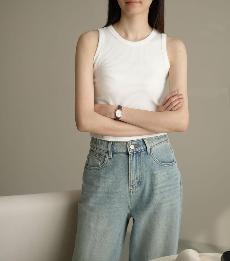 Spring and summer threaded belly button vest women's outer wear slim and thin Korean version suspender bottoming shirt sleeveless top