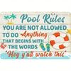 Humorous Pool Rule Metal Plaque, Vintage "Retro Poolside Safety & Comedy" Decor, Home Art Accent for Pool Lover & Leisure Fans