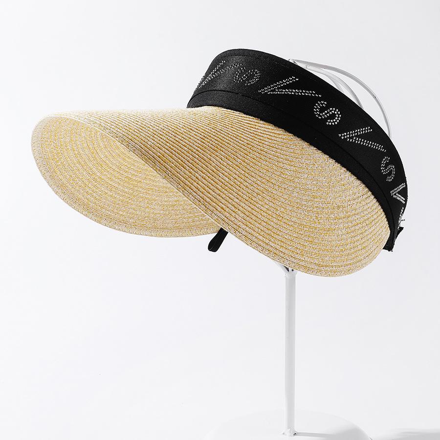 

Versatile Hat Style Straw Woven Shiny Rhinestone Womens Hatscaps Sunshade бежевий