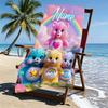 Custom Name Personalized Care Bears Print Beach Towel, for Trip Camping Beach Party Home Decor, Birthday Gift for Family & Friends
