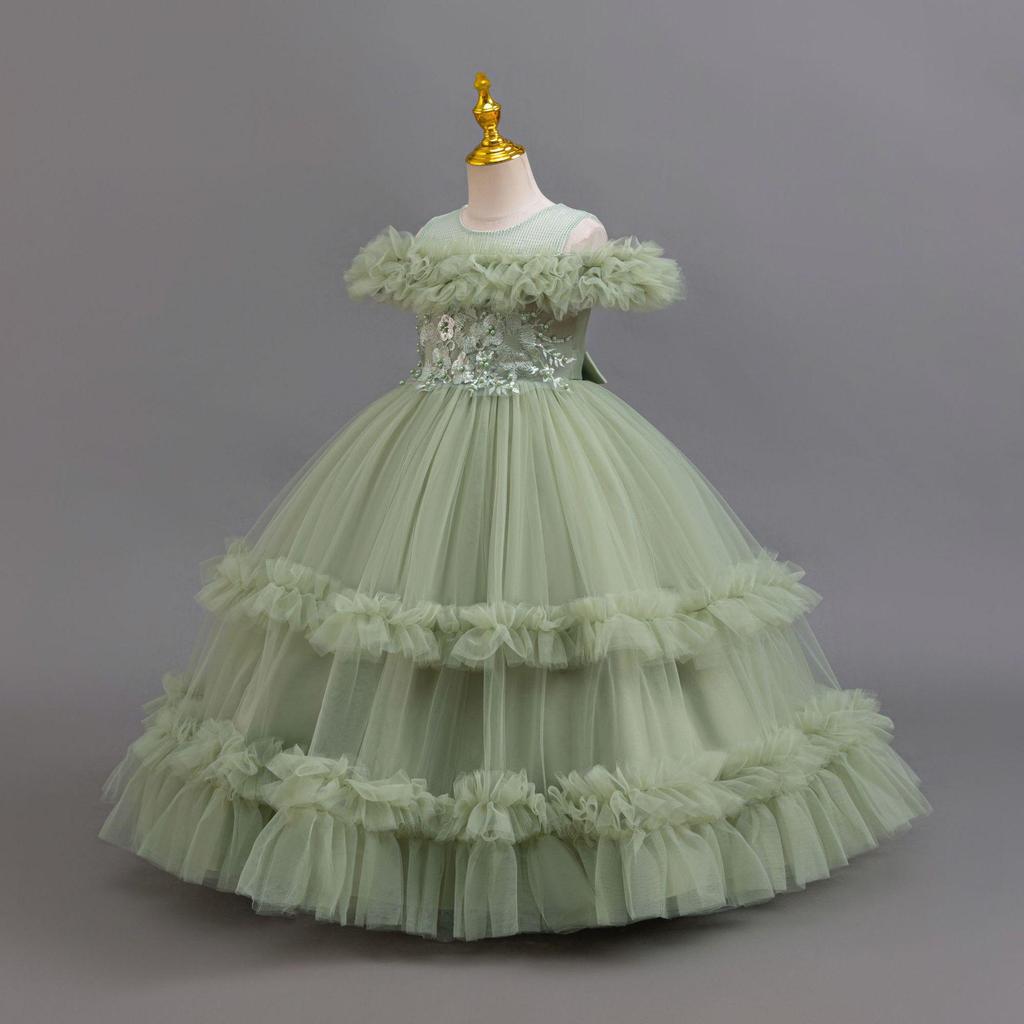 Girls' Puffy Princess Dress – Flower Girl & Piano Performance Formal Wear