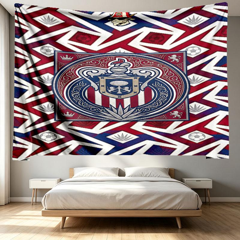 Club Deportivo Guadalajara Print Tapestry - Portable Wall Decor Cloth, for Home, Dorm, Travel, Bedroom, Living Room - Ideal Birthday Housewarming Gift