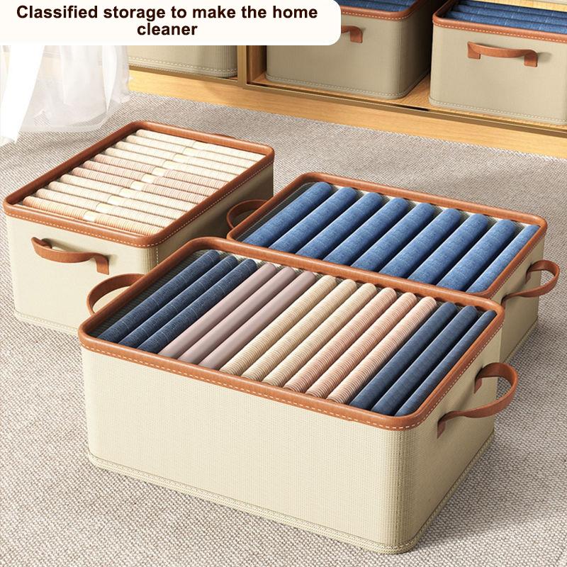 Clothing Storage Bins For Closet With Pu Handles Foldable Drawer Clothes Organizer For Organizing Wardrobe
