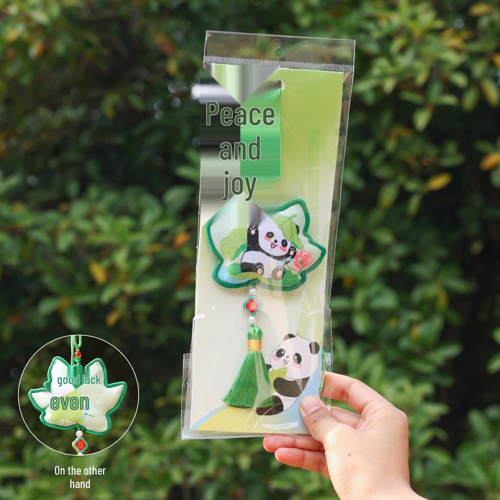 Panda Double-Sided Sachet Ornament - Dragon Boat Festival Embroidered Lucky Bag for Car or Hanfu.