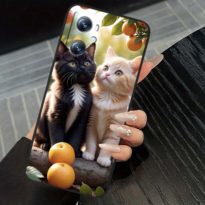 Cute cartoon cat illustration Phone Case For OPPO Reno 5 6 7 A96 A40 A58 Realme GT A74 A78 Neo2 A74 A78 Find X5 X3 X7 X8 Black