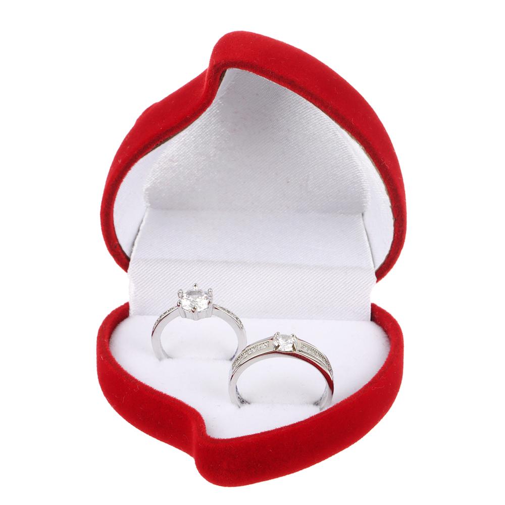 Engagement Wedding Exquisite Velvet Jewelry Box Ring Display Box Red Rose Double Ring Storage Box