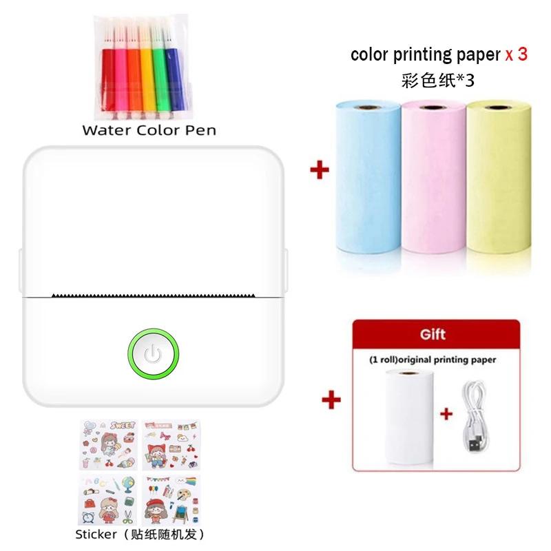 Portable Mini Printer Wireless Thermal Pocket Printers Self-Adhesive Paper for DIY Diary Stickers Quick Printing Conveniently