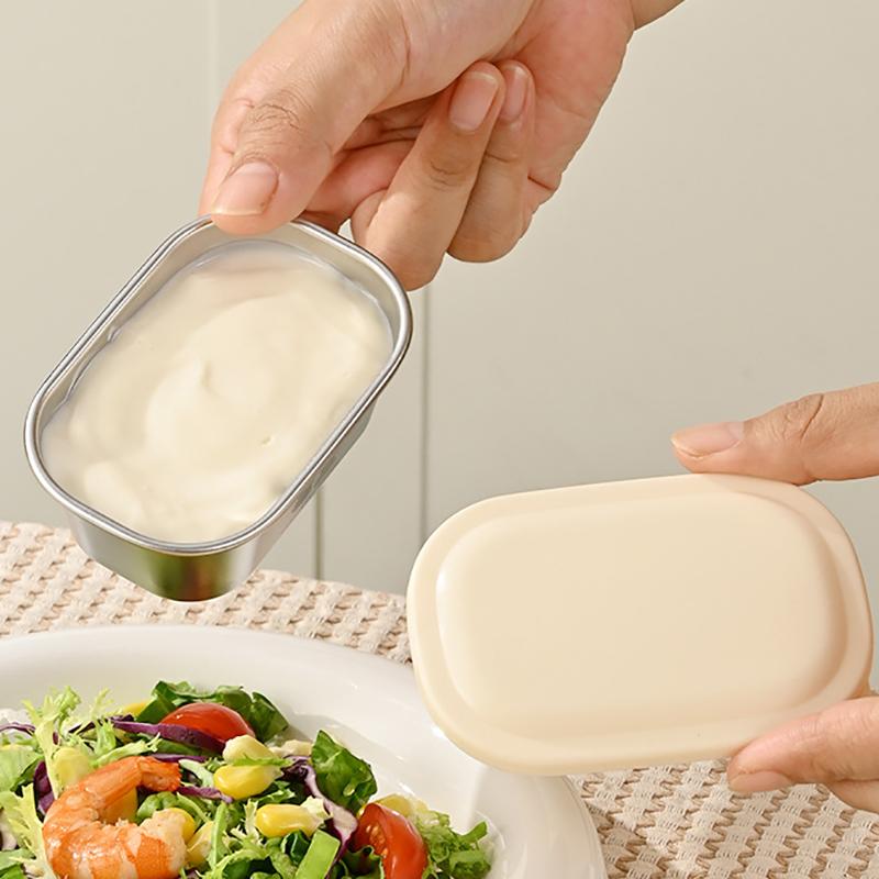 Ciotola per Condimenti in Acciaio Inossidabile Tazza per Salse con Coperchio Sigillato a Prova di Perdite Ciotola per Insalata Ketchup Picnic per Campeggio all'Aperto