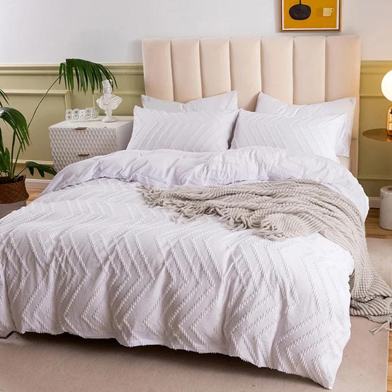 High-quality Ripple Cut Flowers Queen Duvet Cover Set Comfortable Wave Striped Bedding Set Single Double Bed Quilt Cover Sets