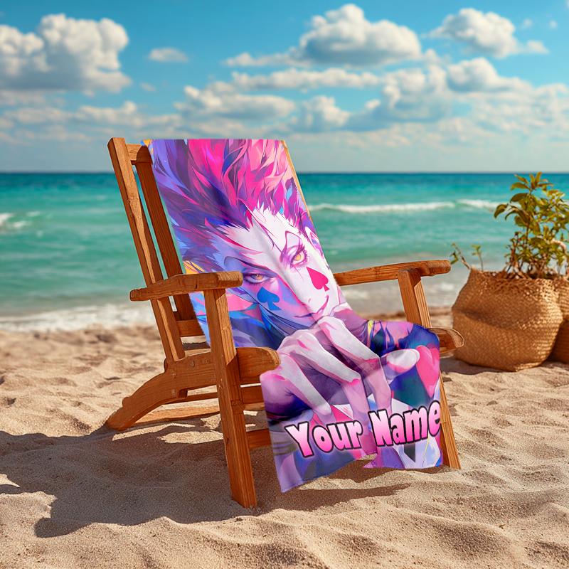 1PC Custom Name Colorful Fantasy Portrait Beach Towel Highly Absorbent And Sand-Resistant Towel for Swimming, Pool, Yoga, And Travel Lightweight