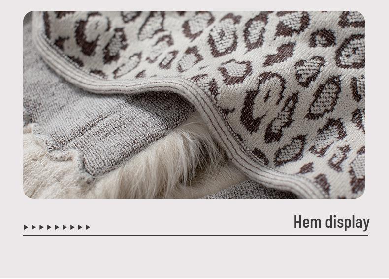 Autumn/Winter Leopard Print Fur Collar Batwing Sleeve Cardigan for Women