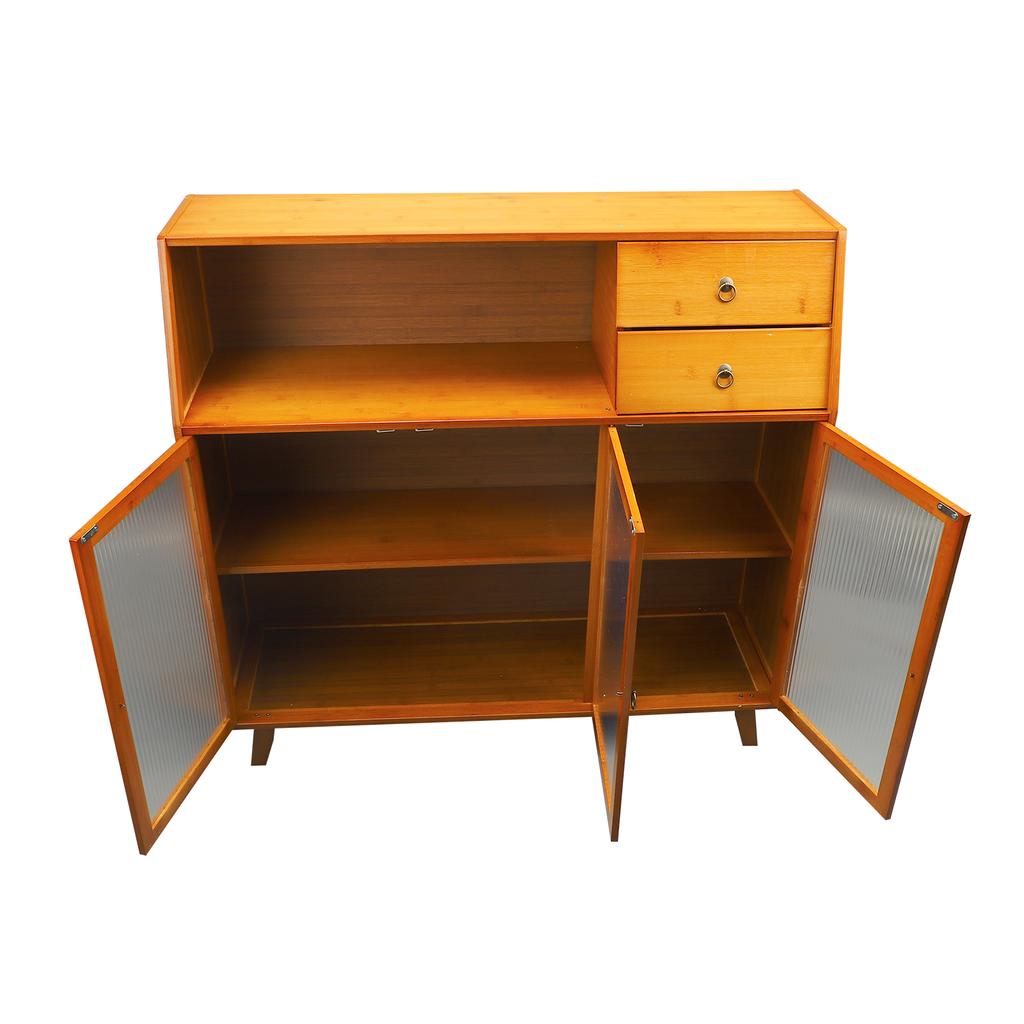 Kitchen Sideboard 3 Compartments 2 Shelves 2 Drawers Multifunction Buffet Cabinet Sideboard with 3
