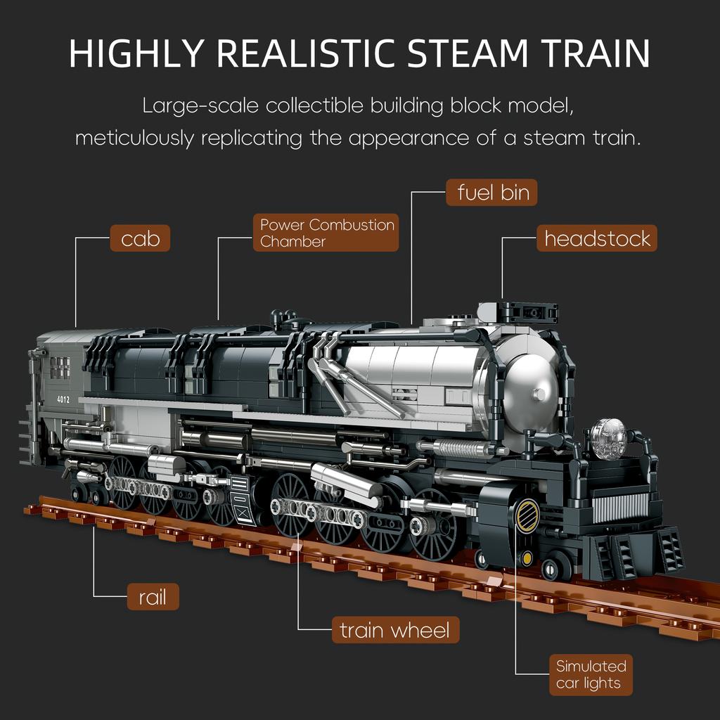 1277Pcs City Railway Steam Train Model Assembly Toy Moc Building Blocks Toys Educational Toy Home Decoration Adult Birthday Gift